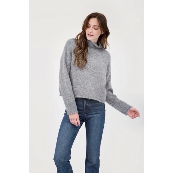 REBECCA TAYLOR | Oversized Mock Neck Cropped Sweater in Grey | XS/S - Picture 8 of 8
